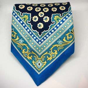Mens authentic Italy Fendi blue green silk tie NR